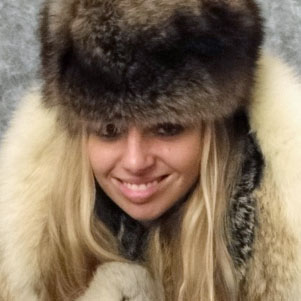 Jana in lynx fur coat and raccoon fur hat