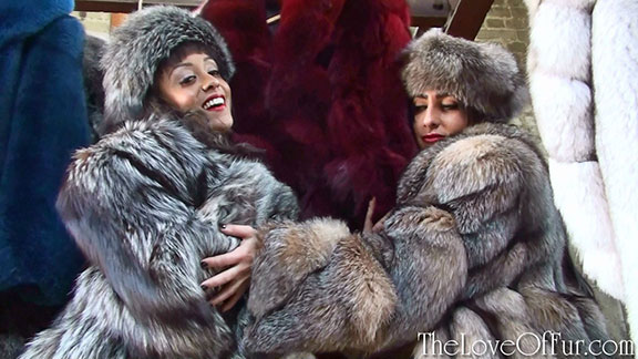 Mistresses Alyssa Divine and Chloe Lovette tease you with amazing fox fur coats